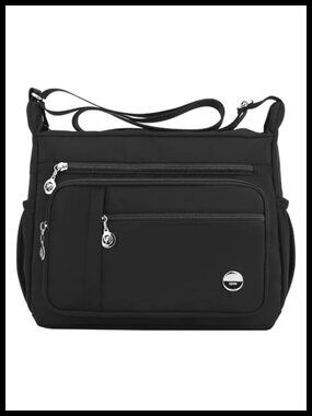 Nylon Crossbody Satchel Handbag Multiple Pockets Adjustable Strap